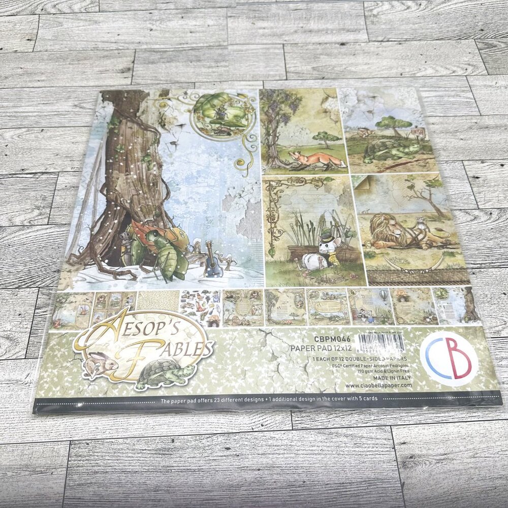 Brand New Ciao Bella Aesop's Fables 12x12 Double-Sided Scrapbook Paper Pad 12 Sh